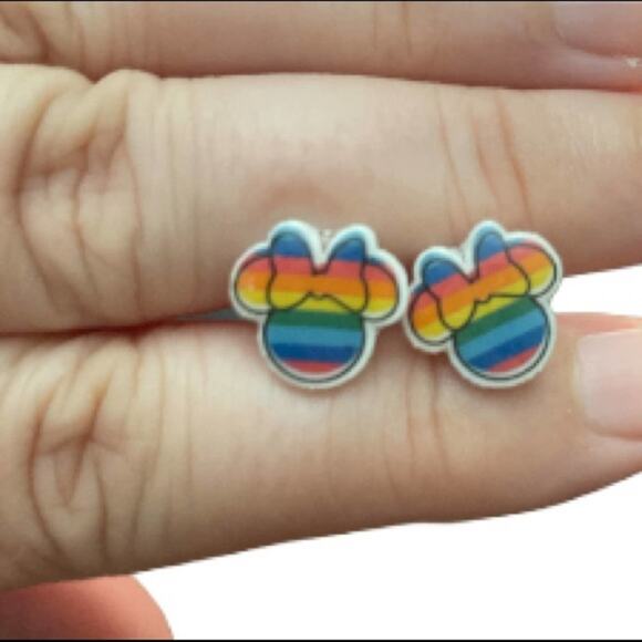 Minnie Mouse Inspired Rainbow Stud Earrings - Picture 3 of 4